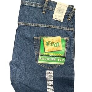 KEY Jeans Mens 44x34 Blue Relaxed Fit 5-Pocket Heavyweight Denim‎ Workwear NWT